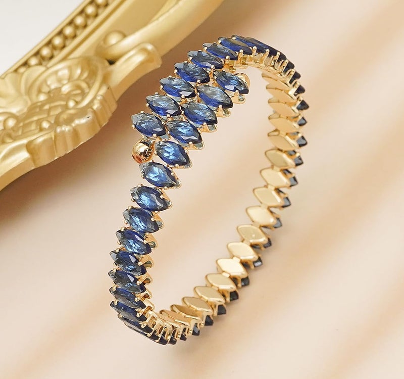 Wovanoo Rhinestone Cuff Bracelet Cubic Zirconia Tennis Bracelets Open Adjustable Elastic Bangle for Women - Image 4